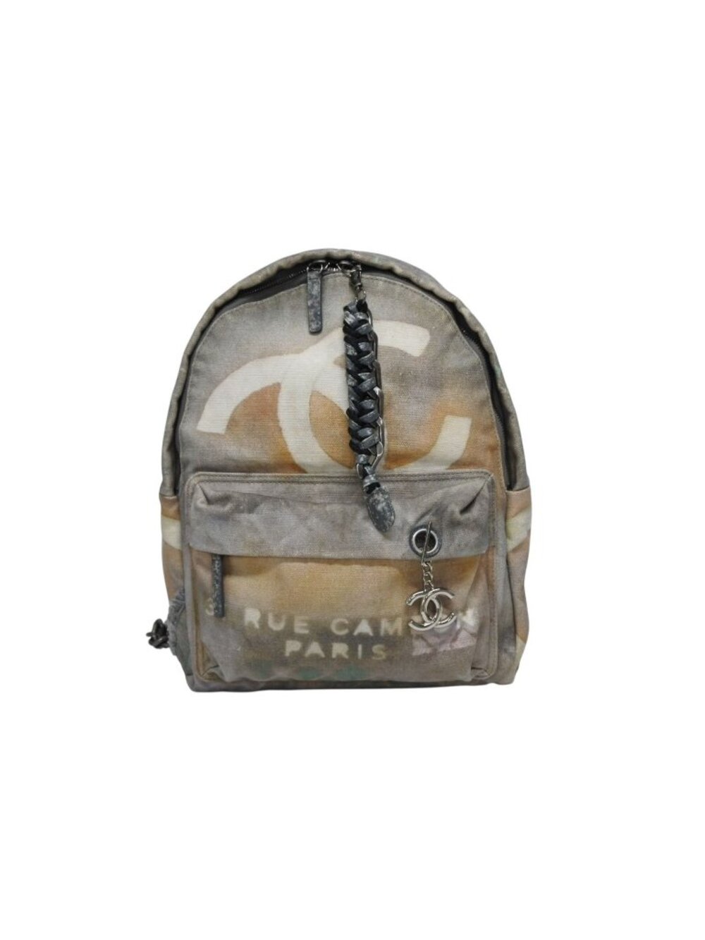 Chanel Act 2 Graffiti Backpack CC Logo Canvas Beige